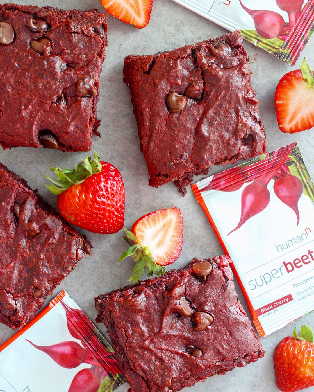 Red velvet brownies made with SuperBeets