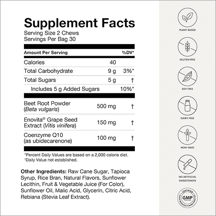 SuperBeets®
Heart Chews + CoQ10