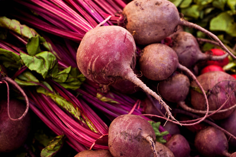A bundle of fresh beets