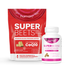 SuperBeets Heart Chews Advanced bag and SuperBerine Berberine Capsules bottle