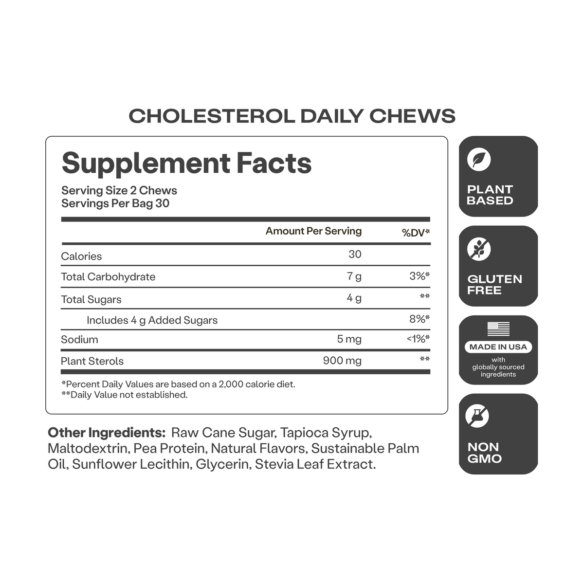 Cholesterol Daily Chews Supplement Facts