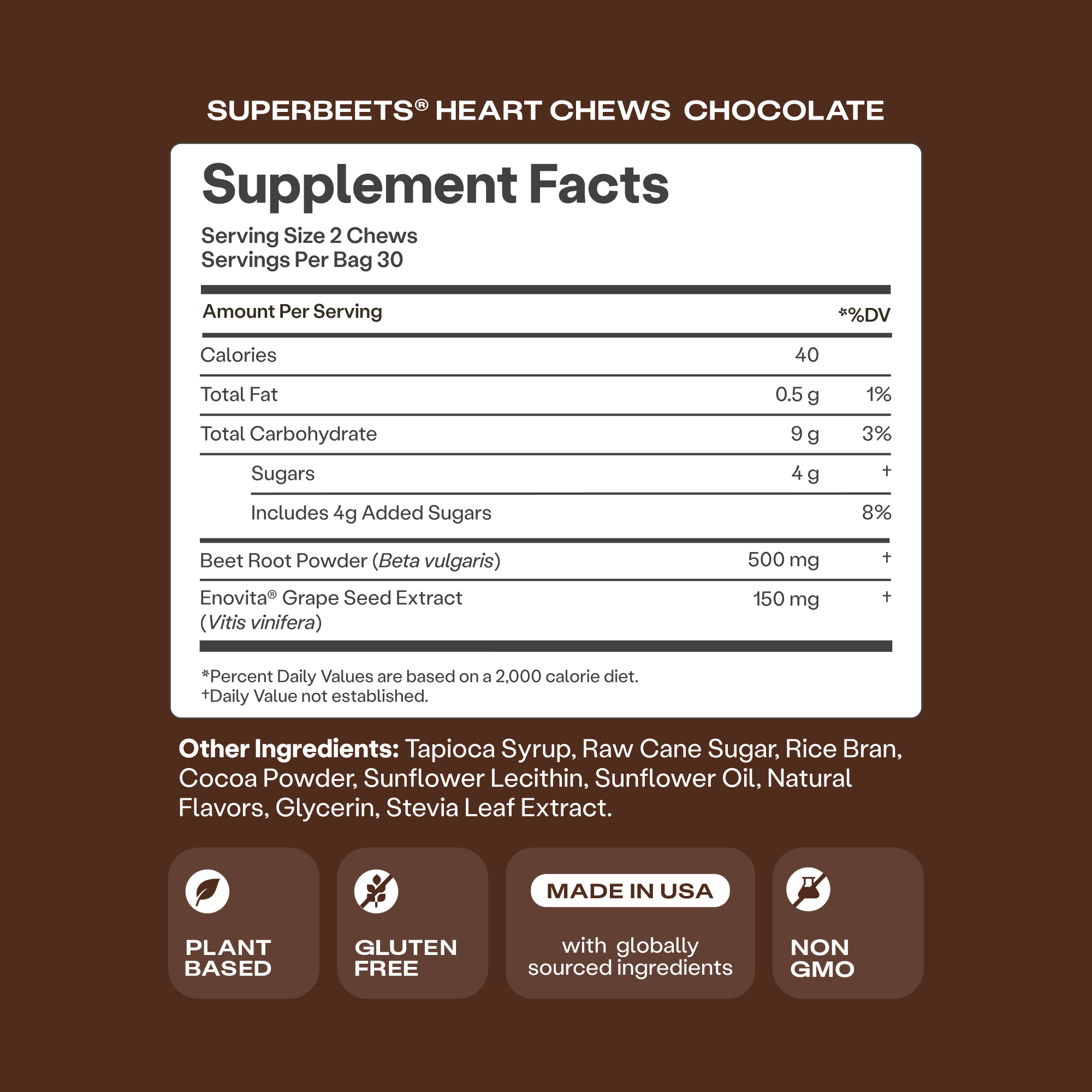 SuperBeets® Heart Chews Chocolate Flavor