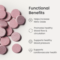 Neo40 tablets with functional benefits listed on a white background