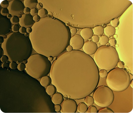Golden oil droplets