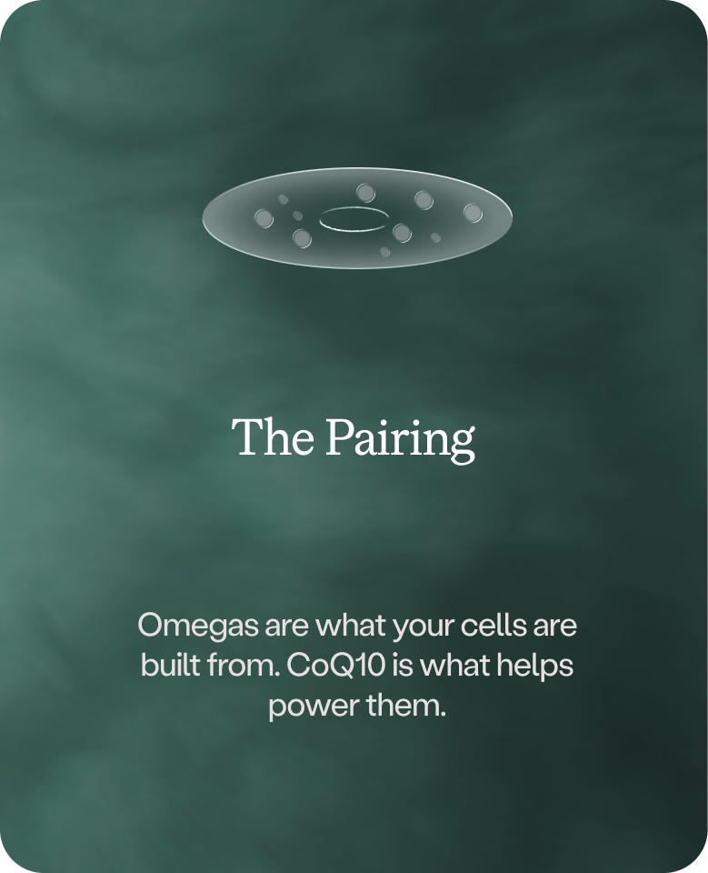 The Pairing: Omegas build cells, CoQ10 powers them